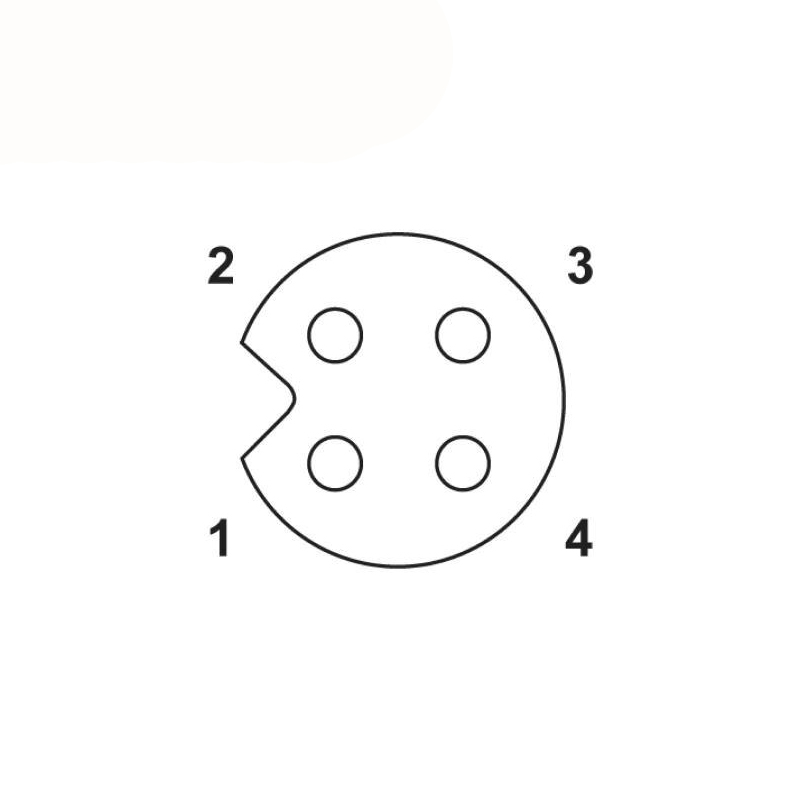 M5 4pins A code female straight rear panel mount connector,unshielded,solder,brass with nickel plated shell